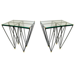 Pair of Studio  Chacon Iron and Glass Tables