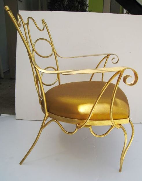 Arturo Pani Gilt over Iron Hand Forged Chair 1