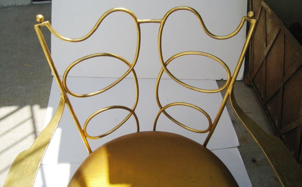 Arturo Pani Gilt over Iron Hand Forged Chair 4