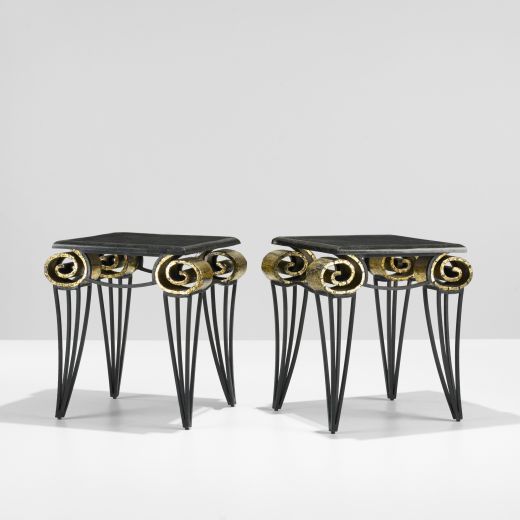 Iron Important Pair of Arturo Pani Scroll Tables For Sale