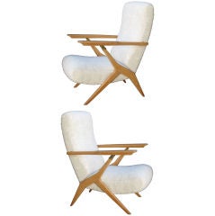 Rare Pair of Carlo Mollino  Adjustable Lounge Chairs