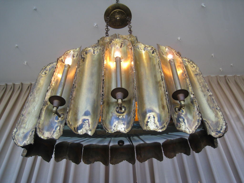 Large Custom  Tom Greene "Flame Sculpture" Oval Chandelier