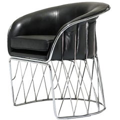 Chrome and Leather "Equipal" Chair by Pedro Ramirez Vasquez