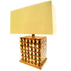 Large Inlaid Mother of Pearl Lamp