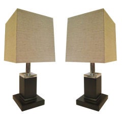 Pair of French Leather Lamps Pair of French Leather Lamps