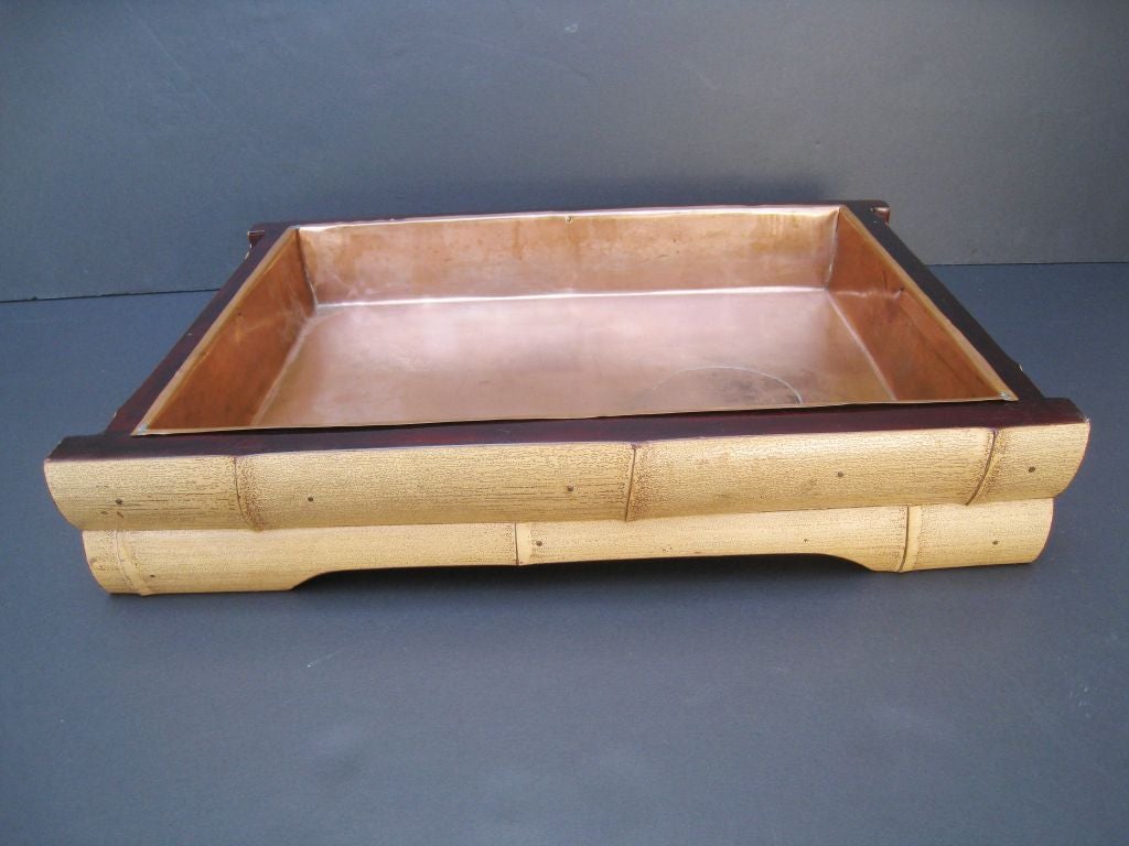 Bamboo, Copper  and Japanese Lacquer Ikebana Tray