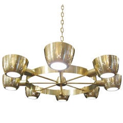 Large 8 Light Gino Sarfatti for Lightolier Brass Chandelier