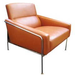 Arne Jacobsen 3300 Leather and Steel Lounge Chair