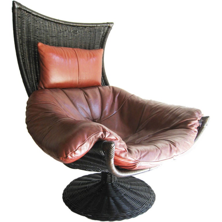 Large Gerard Van Der Berg Swivel Lounge Chair
