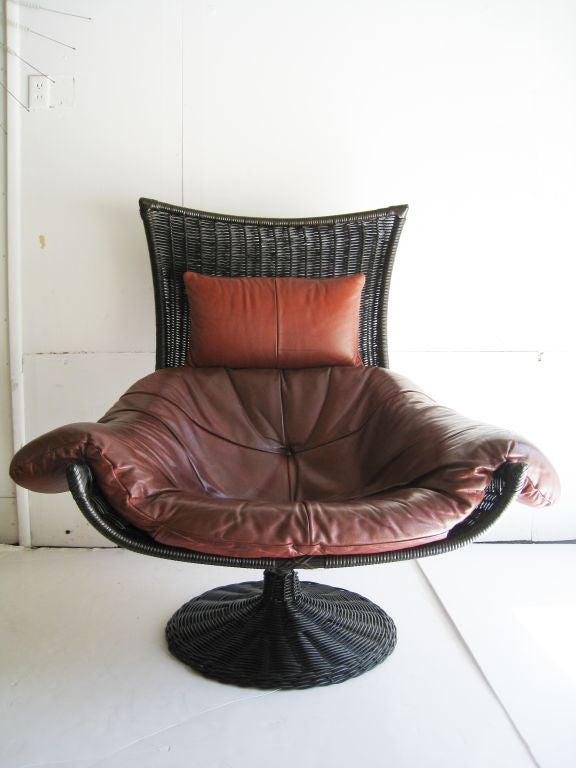 Rattan Large Gerard Van Der Berg Swivel Lounge Chair