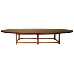 Long Oval Coffee Table with Rosewood Top