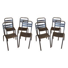 Used Set of Eight Polished Steel Bistro Chairs