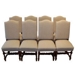 Set of Eight Louis XIII Style Dining Chairs