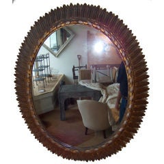 Large Oval Carved Wooden Mirror