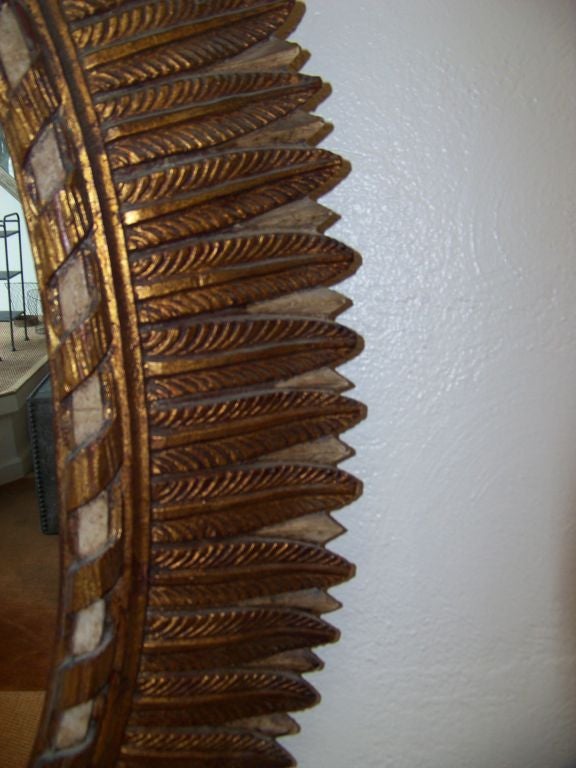 Large Oval Carved Wooden Mirror