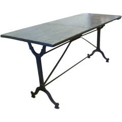 Antique Zinc Topped Bistro Table With Cast Iron Base