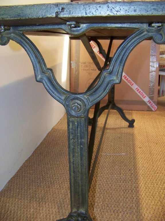 20th Century Zinc Topped Bistro Table With Cast Iron Base