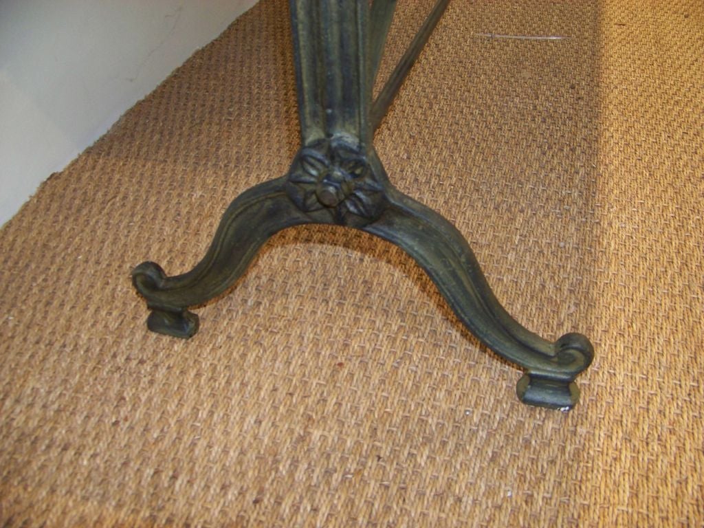 Wood Zinc Topped Bistro Table With Cast Iron Base