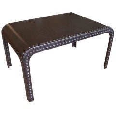 Industrial Polished Steel Dining Table w/ Rivets