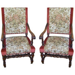 Pair of Louis XIII Style Armchairs