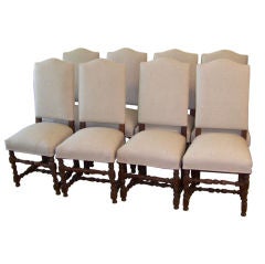Set of Eight Louis XIII Style Dining Chairs