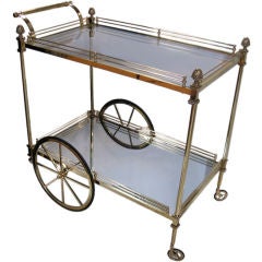 BRASS AND GLASS BAR CART