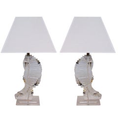 PAIR OF LUCITE LAMPS