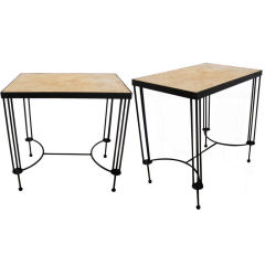 PAIR OF WROUGHT IRON END / SIDE TABLES