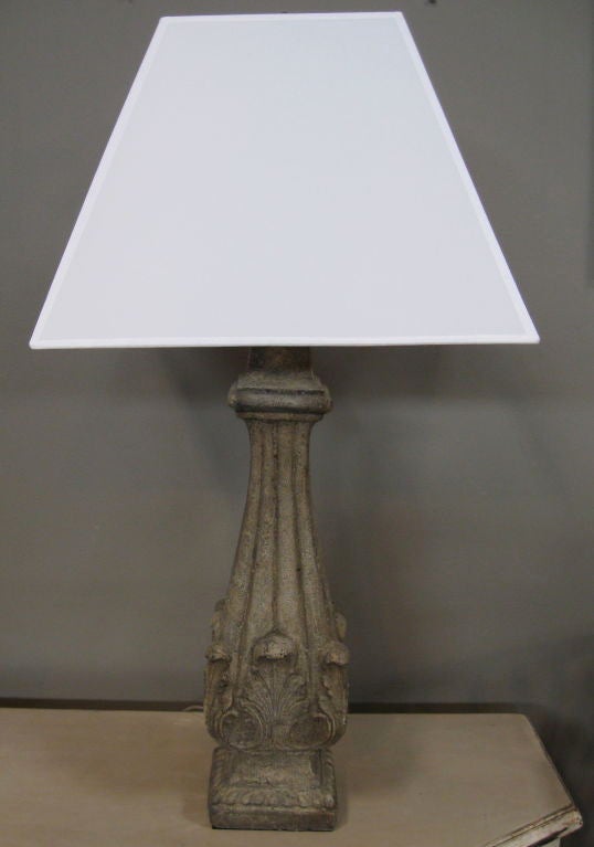 PAIR OF STONE BALUSTER LAMPS