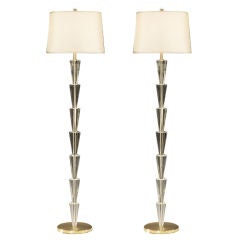 Pair of Italian Crystal Floor Lamps in the Manner of Fontana Arte 12