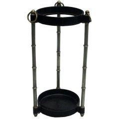 Faux Bamboo & Stitched Leather Umbrella Stand by Jaques Adnet