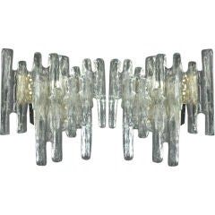 Pair of Murano 'Ice Glass' Wall Sconces by Mazzega 11
