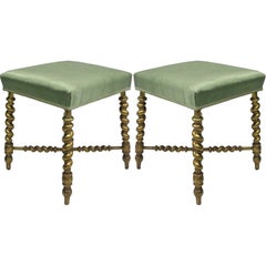 Pair of Giltwood Louis XIII Style Stools/ Benches