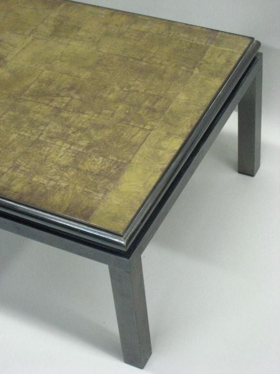 Steel Verre Églomisé Cocktail Table by Guy Lefevre for Jansen