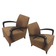 Pair of French Mid-Century Modern Lounge / Club Chairs Attributed to Rene Prou