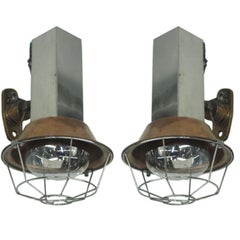 Retro Pair of French Industrial Wall Lights or Sconces