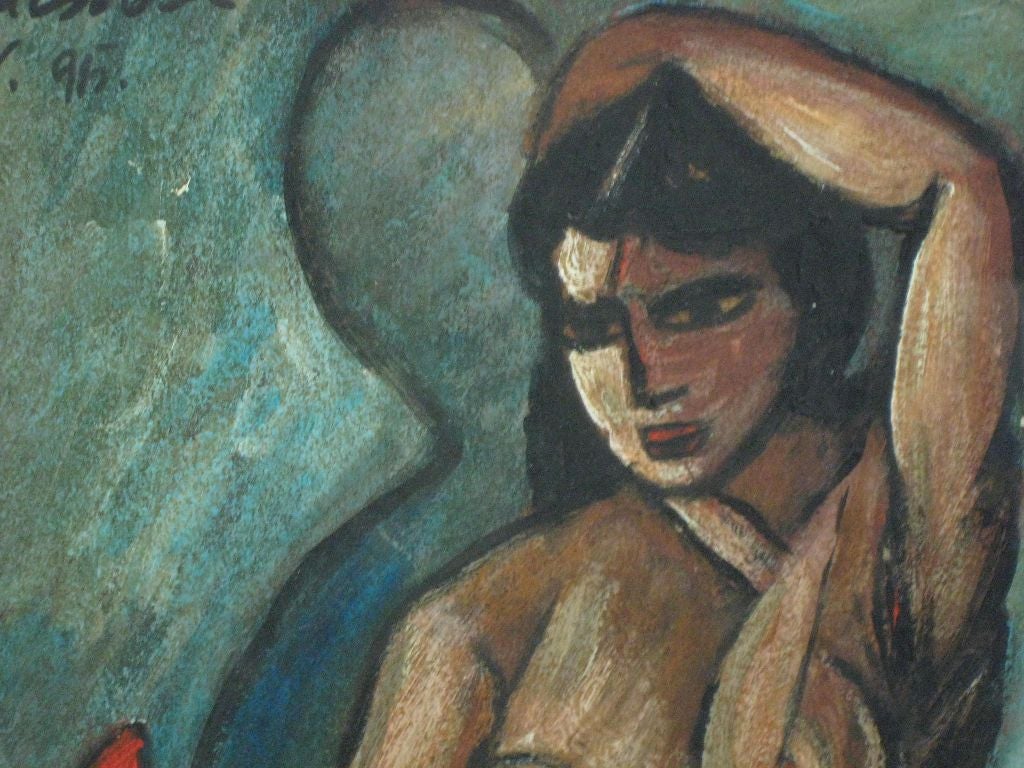 Peinture par Gabor. Gabor a été influencé par le cubisme et l'expressionnisme, fusionnant les deux dans des compositions dynamiques et intrigantes.