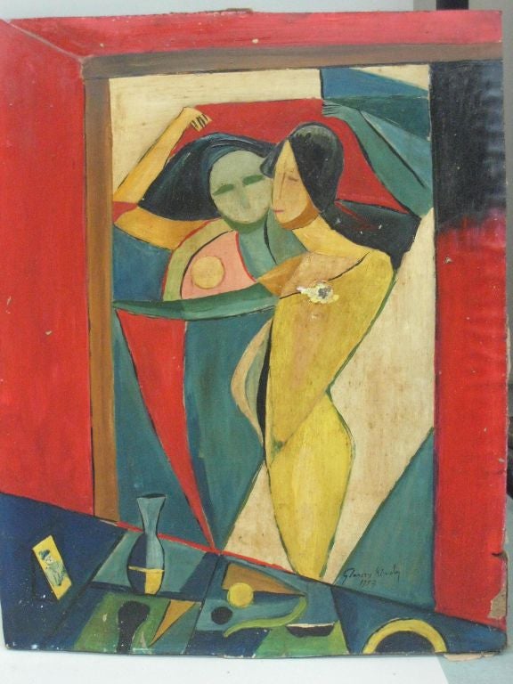 Cubist Painting by Hungarian Painter, Koroly Glonczy. 

Oil on cardboard.

References: Modern and contemporary art. European 20th century, Mid-Century Modern.