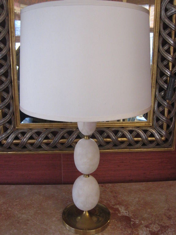Pair of Alabaster Sphere Lamps