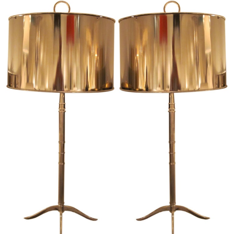 Two Nickeled Table Lamps in the Style of Maison Charles