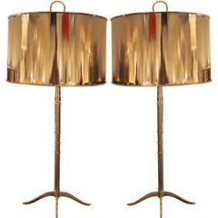 Two Nickeled Table Lamps in the Style of Maison Charles
