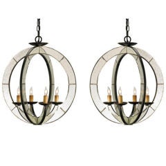 Two Italian Mid-Century Style Spherical Mirrored Pendants 3