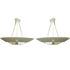 Four French 1930 Suspended Plaster Chandeliers by Arlus 3