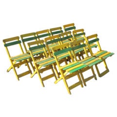 12 Hand-Painted DiningEarly Modern Chairs and Two Tables, France 1920 3