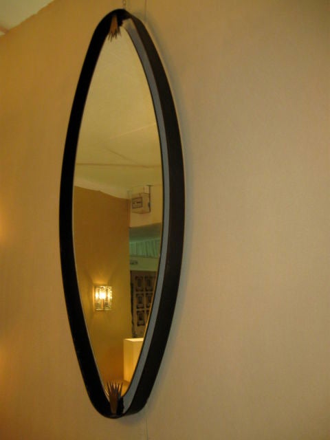 Rare Pair of Italian  Oval Mirrors In Excellent Condition In Los Angeles, CA