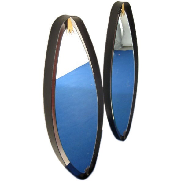 Rare Pair of Italian  Oval Mirrors