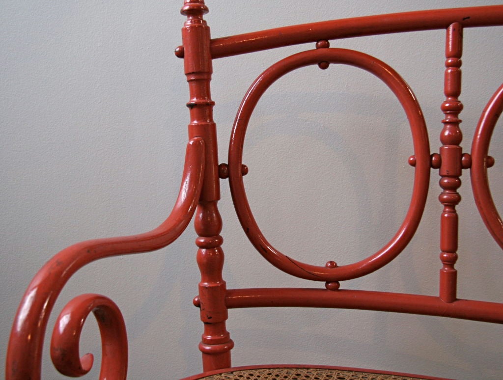Austrian Thonet Painted Bentwood Bench