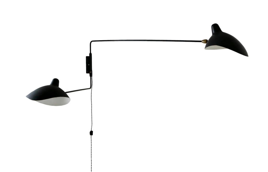 Mid-20th Century Serge Mouille Two Arm Wall Lamp