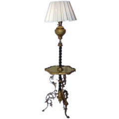 19th century bronze table floor lamp with green onyx top.