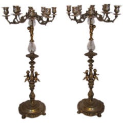 Vintage Pair of standing silver plated 8-light candelabrums